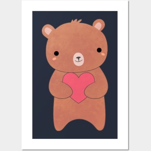 Kawaii Brown Bear T-Shirt Posters and Art